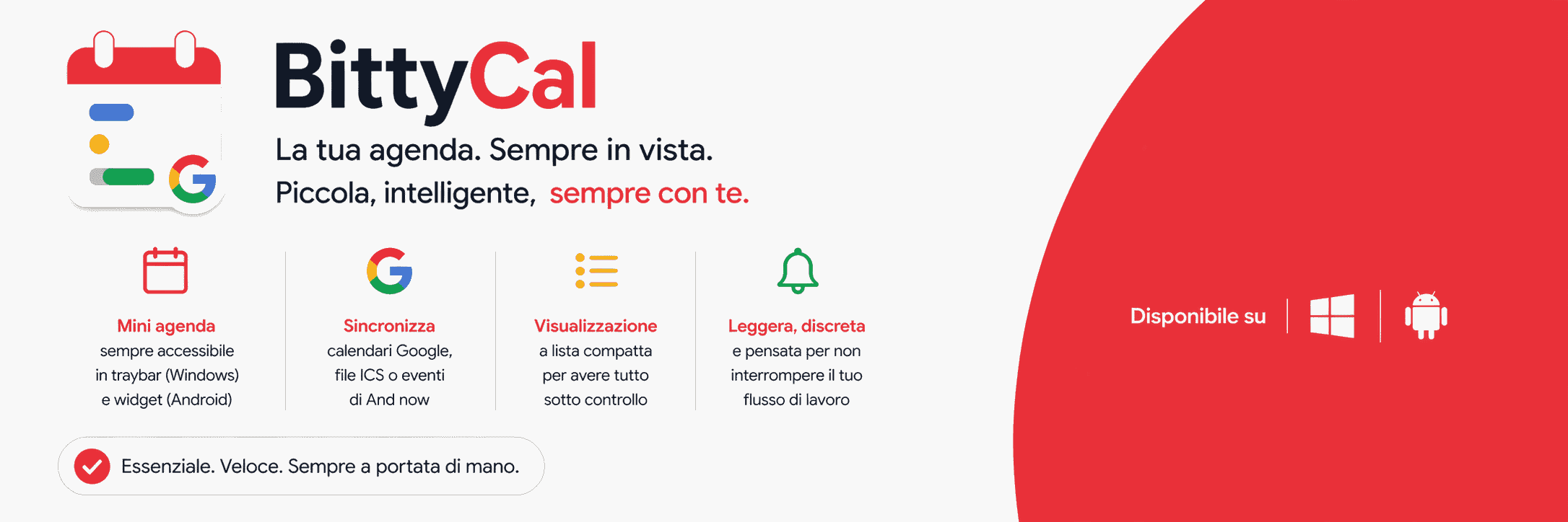 Screenshot dell'applicazione BittyCal - Mini agenda calendario in traybar