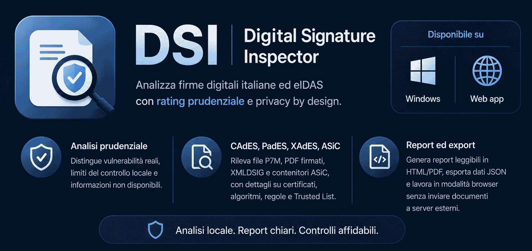 Screenshot di Digital Signature Inspector - Analizzatore firme CAdES, PAdES, XAdES, ASiC