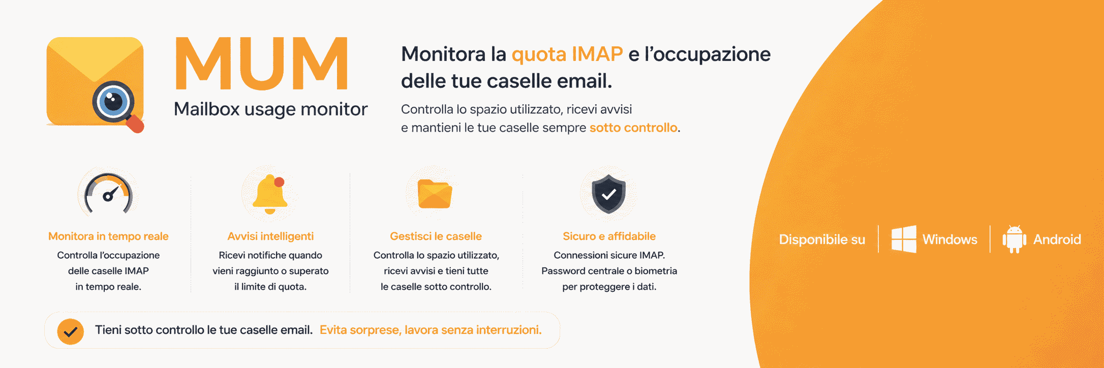 Screenshot di MuM - Mail Usage Monitor quota caselle PEC