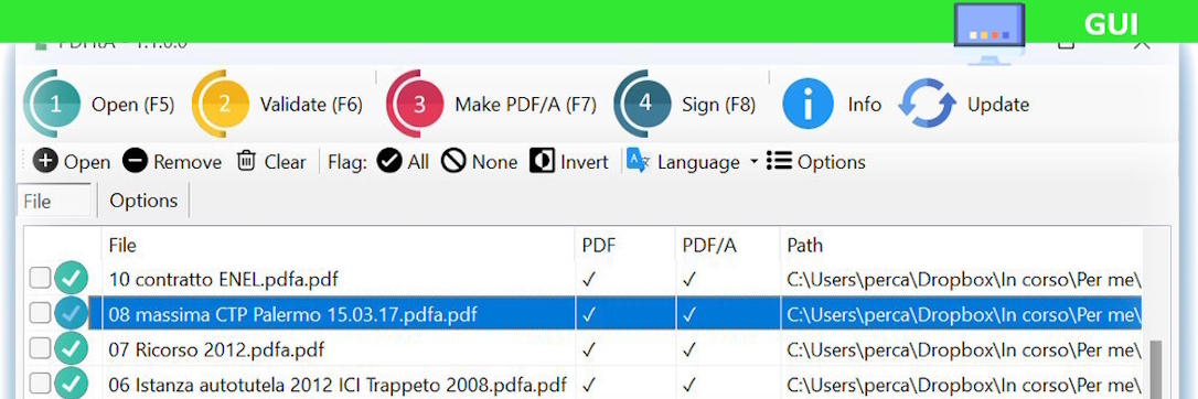 Screenshot di PDFitA - Validatore e convertitore PDF/A