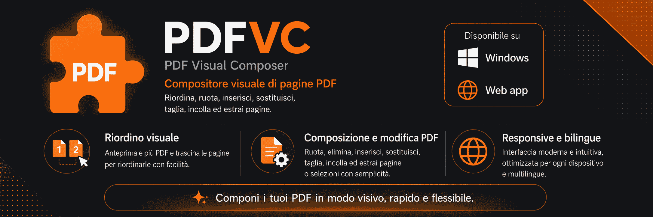 Screenshot di PDF Visual Composer (PDF-VC) v2.0 - Workspace PDF completo per Windows