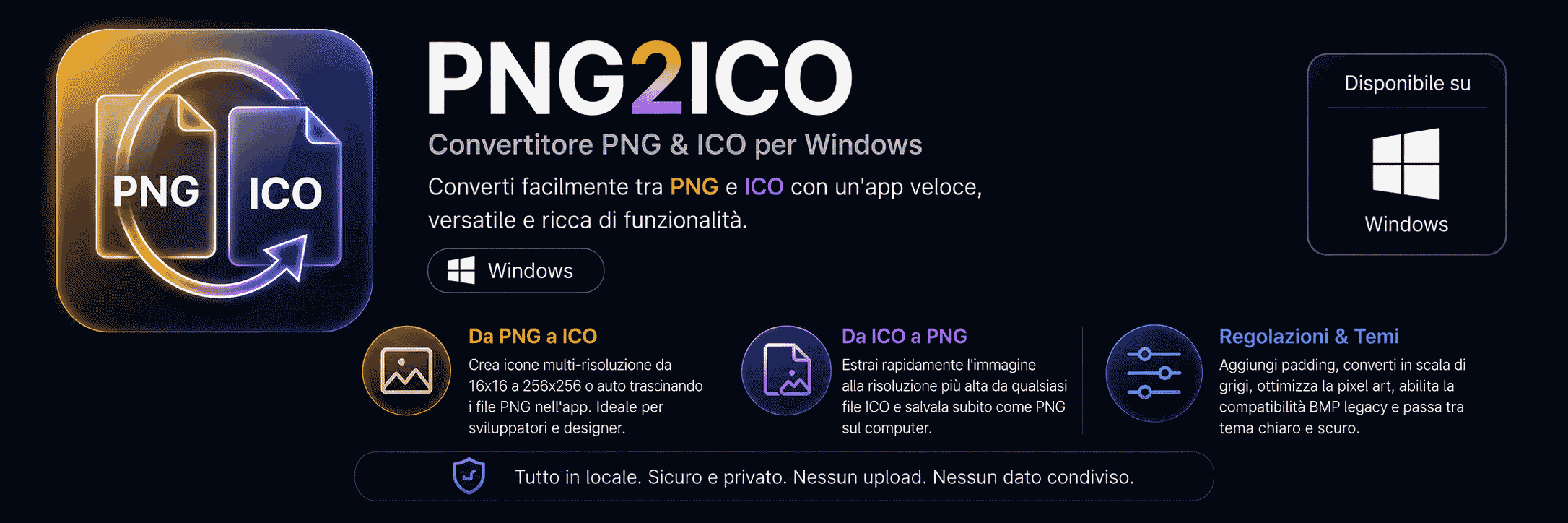 Screenshot di PNG2ICO per Windows e Web